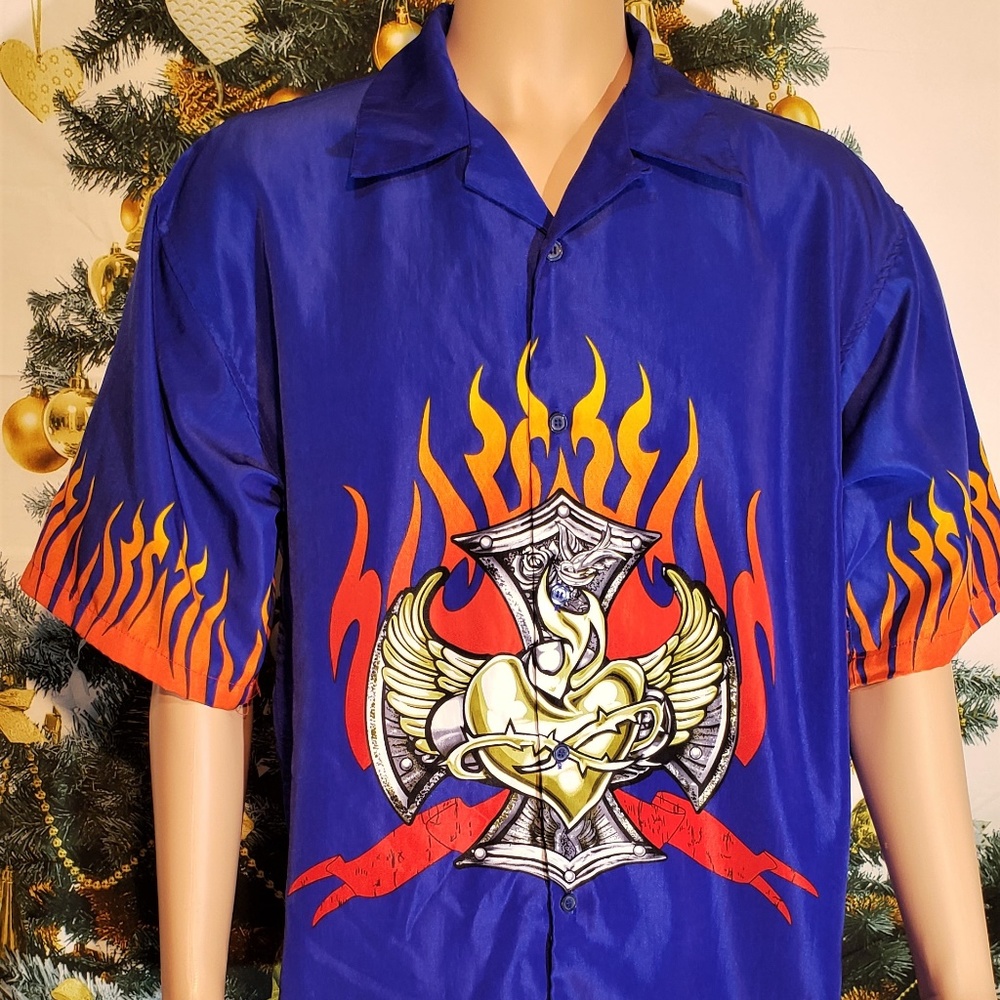 CITY IMPACT ROYAL BLUE FLAME BUTTON DOWN